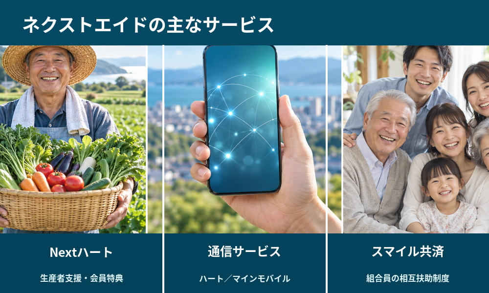 Nextハート・通信サービス・いきいきスマイル共済の全体像